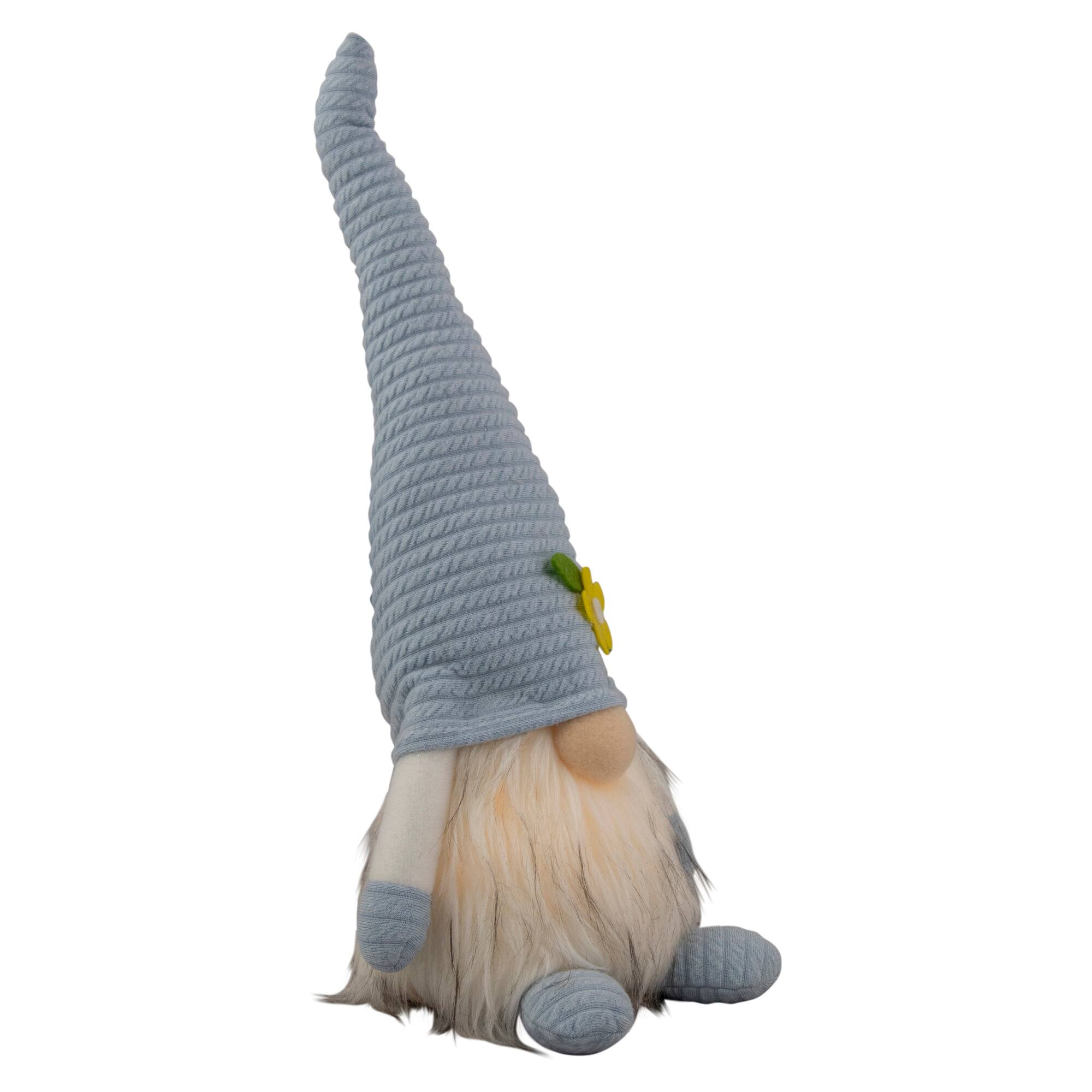 12" Lighted Blue Spring Gnome with Flower Hat